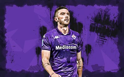 4k, robin gosens, background di grunge viola, fiorentina а, serie a, calciatori tedeschi, robin gosens 4k, calcio, acf fiorentina, robin gosens fiorentina