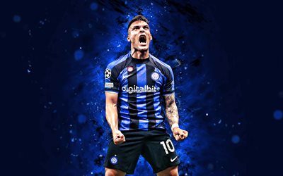 4k, lautaro martinez, sfondo astratto blu, inter milano fc, serie a, calciatori argentina, lautaro martinez 4k, calcio, luci al neon blu, internazionale, lautaro martinez inter milano