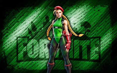 cammy fortnite, 4k, fondo diagonal verde, arte grune, fortnita, obra de arte, piel de cammy, personajes de fortnite, cammy, piel de cammy fortnite