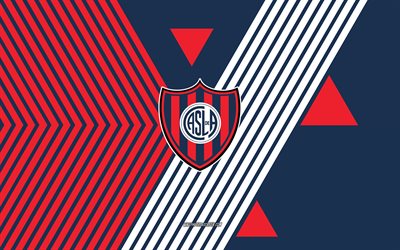 logotipo de san lorenzo de almagro, 4k, equipo de fútbol argentino, fondo de líneas azules rojos, san lorenzo de almagro, división argentina primaria, argentina, arte de línea, san lorenzo de almagro emblema, fútbol americano, san lorenzo