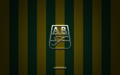 Atletico Bucaramanga logo, Colombia football club, Category Primera A, yellow green carbon background, Atletico Bucaramanga emblem, football, Atletico Bucaramanga, Colombia, Bucaramanga