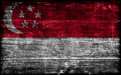 singapure holderlege, 4k, holzgrunge  flaggen, asiatische länder, flagge von katar, tag von singapur, asien, singapurische flagge, singapur, singapurische nationale symbole, singapur  flagge