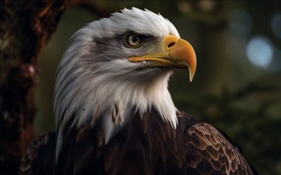weißkopfseeadler, 4k, durchdringender blick, tierwelt, greifvögel, usa symbol, eagle  look, jagdadler, schöne vögel, adler, raubvögel