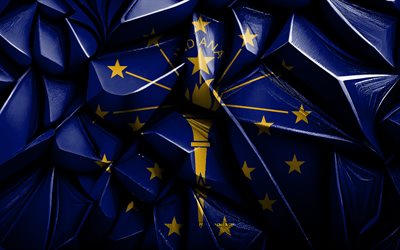 इंडियाना का झंडा, 4k, 3 डी रचनात्मक बनावट, इंडियाना 3 डी ध्वज, यूएसए, इंडियाना फ्लैग, 3 डी कला, इंडियाना, अमेरिकी राज्यों का झंडा, इंडियाना स्टेट फ्लैग