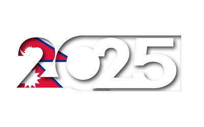 2025 nepal, vit bakgrund, nepal, minimal konst, 2025 nepal  koncept, nepal 2025, nepalflagg, 2025 nepal bakgrund, nepalflagga