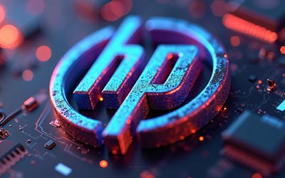 hp  logo, 4k, kreative kunst, hewlett packard creative 3d logo, kreativer hintergrund, felsen, hewlett packard, hp 3d  logo, hp