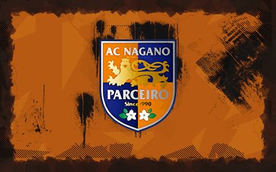 ac nagano parceiro grunge 로고, 4k, j3 리그, 오렌지 그런지 배경, 축구, ac nagano parceiro emblem, ac nagano parceiro 로고, ac nagano parceiro, 일본 축구 클럽, 나가노 파세이로 fc