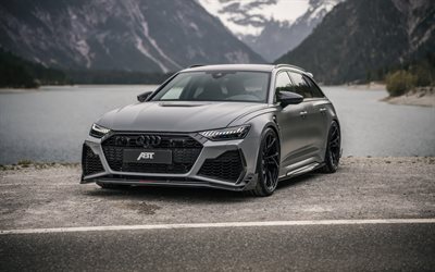 2025, Audi RS6 Avant, 4k, front view, exterior, tuning Audi RS6, gray matte Audi RS6, ABT Sportsline, Audi RS6 ABT, German cars, Audi