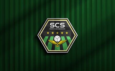 4k, sc sagamihara 3d logo, j3 league, fundo 3d verde, futebol, emblema de sc sagamihara, logotipo sc sagamihara, sc sagamihara, clube de futebol japonês, sagamihara fc