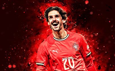 Trincao, 4k, red neon lights, Portugal national football team, portuguese footballers, Francisco Trincao 4K, football, soccer, national teams, Francisco Trincao, Trincao Portugal Team
