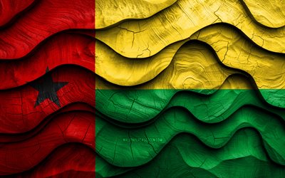 4k, Guinea-Bissau flag, African countries, wooden 3D waves flags, Day of Guinea-Bissau, flag of Guinea-Bissau, Guinea-Bissau wooden flag, Africa, Guinea-Bissau national symbols, Guinea-Bissau