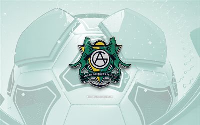 ansan greeners parlak logo, 4k, yeşil futbol arka planı, k league 2, futbol, ansan greeners, güney kore futbol kulübü, ansan greeners amblemi, ansan greeners logosu, ansan greeners fc