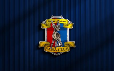4k, logo 3d del nara club, j3 league, sfondo 3d blu, calcio, emblema del nara club, logo del nara club, nara club, club di calcio giapponese, nara kurabu