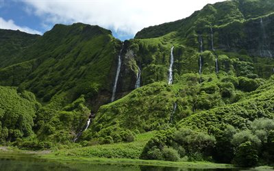 Azores, mountaing, cascadas, bosques, Portugal