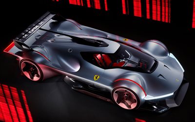 4k, Ferrari Vision Gran Turismo, view from above, 2022 cars, supercars, hypercars, 2022 Ferrari Vision Gran Turismo, italian cars, Ferrari