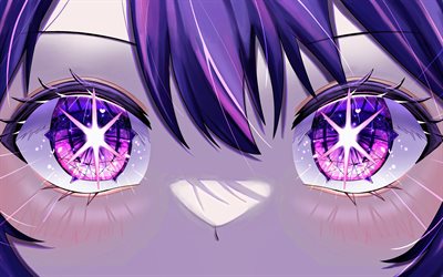 4k, Ai Hoshino, purple eyes, Oshi no Ko, manga, portrait, Oshi no Ko manga series, artwork, Hoshino Ai, protagonist, Ai Hoshino Oshi no Ko