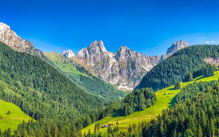 sveitsi, 4k, vuoret, kesä, alpit, eurooppa, vuorijono, sinitaivas, kaunis luonto