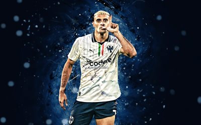 4k, saksalainen berterame, sininen abstrakti tausta, monterrey, liga mx, argentiinalaiset jalkapalloilijat, saksan berterame 4k, siniset neonvalot, jalkapallo, vrt monterrey, monterrey fc, saksalainen berterame monterrey