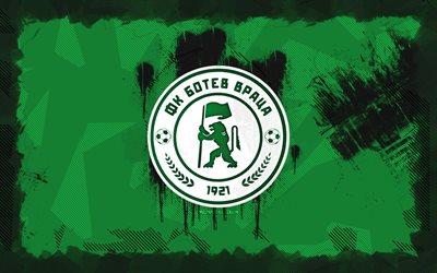 botev vratsa logo grunge, 4k, parva liga, fond grunge vert, football, botev vratsa emblem, botev vratsa logo, botev vratsa, club de football bulgare, botev vratsa fc
