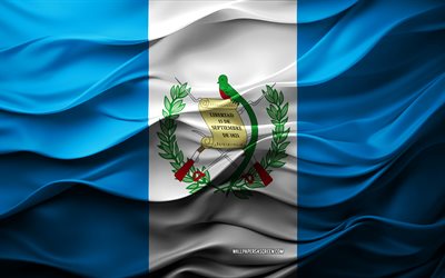 4k, guatemala flagg, nordamerika länder, 3d guatemala  flagga, nordamerika, guatemala flagga, 3d  konsistens, guatemala dag, nationella symboler, 3d  konst, guatemala