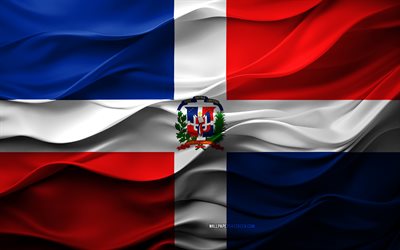4k, bandera de la república dominicana, países de américa del norte, bandera de la república dominicana 3d, américa del norte, textura 3d, día de la república dominicana, símbolos nacionales, arte 3d, república dominicana