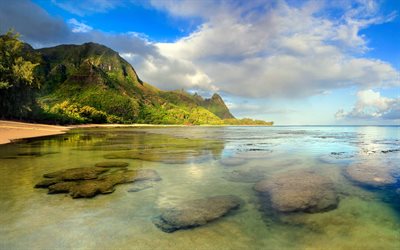 Tünel Plaj, yaz, deniz, Kauai, Hawaii, ABD