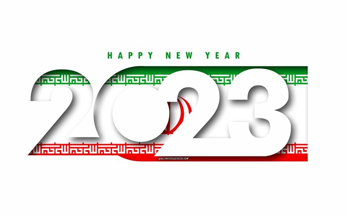 feliz ano novo 2023 irã, fundo branco, irã, arte mínima, conceitos do irã 2023, irã 2023, fundo do irã de 2023, 2023 feliz ano novo irã