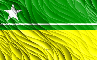 4k, ボアビスタの旗, 波状の 3d フラグ, ブラジルの都市, ボアビスタの日, 3d 波, ボアビスタ, ブラジル