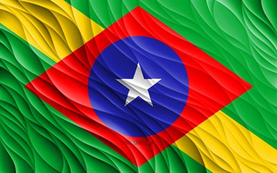 4k, bandera braganza, banderas 3d onduladas, ciudades brasileñas, bandera de braganza, día de braganza, ondas 3d, ciudades de brasil, braganza, brasil