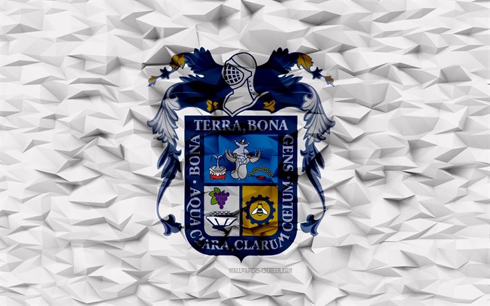 Flag of Aguascalientes, 4k, States of Aguascalientes, 3d polygon background, Aguascalientes flag, 3d polygon texture, Day of Aguascalientes, 3d Aguascalientes flag, Mexican national symbols, 3d art, Aguascalientes, Mexico