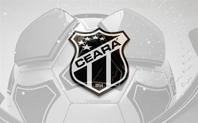 Ceara SC glossy logo, 4K, black football background, Brazilian Serie A, soccer, brazilian football club, Ceara SC 3D logo, Ceara SC emblem, Ceara FC, football, La Liga, sports logo, Ceara SC logo, Ceara SC