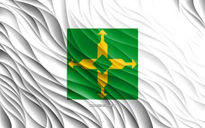 4k, brasilian lippu, aaltoilevat 3d liput, brasilian kaupungit, brasilian päivä, 3d aallot, brasilia