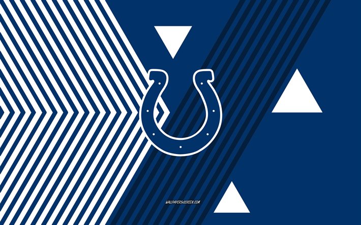 Indianapolis Colts logo, 4k, American football team, blue white lines background, Indianapolis Colts, NFL, USA, line art, Indianapolis Colts emblem, American football