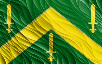 4k, bandeira de campina grande, bandeiras 3d onduladas, cidades brasileiras, dia de campina grande, ondas 3d, cidades do brasil, campina grande, brasil