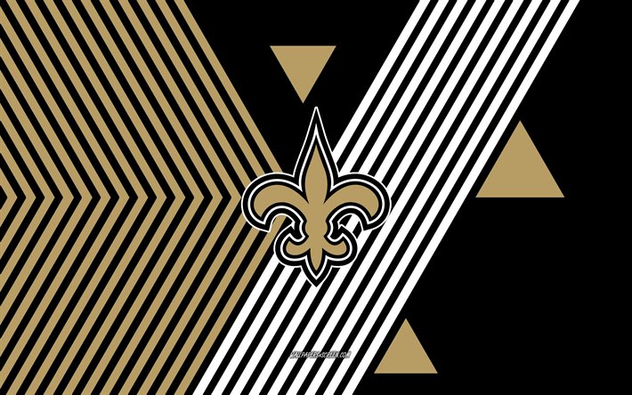 new orleans saints logotyp, 4k, amerikanskt fotbollslag, svarta vita linjer bakgrund, new orleans saints, nfl, usa, linjekonst, new orleans saints emblem, amerikansk fotboll