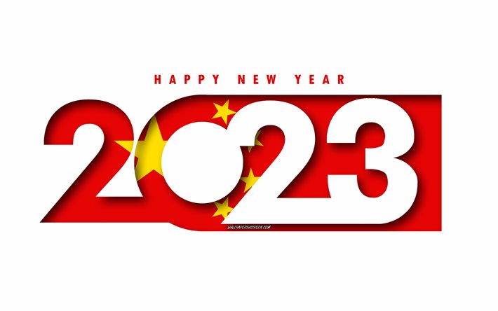 明けましておめでとうございます 2023 中国, 白色の背景, 中国, ミニマルアート, 2023年中国のコンセプト, 中国 2023, 2023年中国の背景, 2023 年明けましておめでとうございます中国