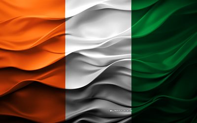 4k, Flag of Cote dIvoire, African countries, 3d Cote dIvoire flag, Africa, Cote dIvoire flag, 3d texture, Day of Cote dIvoire, national symbols, 3d art, Cote dIvoire