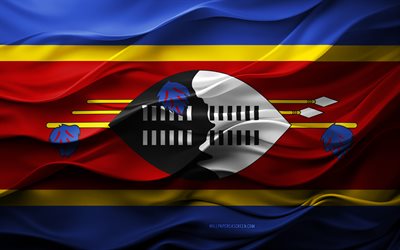 4k, flag di eswatini, paesi africani, bandiera 3d eswatini, africa, bandiera eswatini, texture 3d, giorno di eswatini, simboli nazionali, 3d art, eswatini