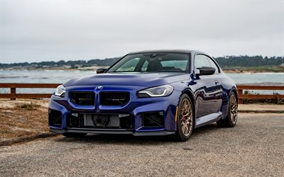 bmw m2 cs, 4k, costa, 2026 coches, g87, bmw m2 azul, bmw m2 g87, 2026 bmw m2 cs, coches alemanes, bmw