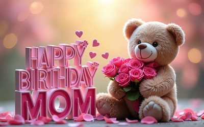 Biglietto Di Compleanno "To My Mom" Per La Mamma – Con Albero E Foglie A Cuore – Busta Kraft E Adesivo Inclusi