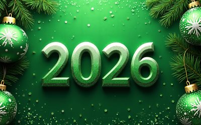 2026 明けましておめでとうございます, 緑の背景, 2026 緑の 3d 数字, 2026 緑のグリーティング カード, 2026 年明けましておめでとうございます, 美術, 2026年のコンセプト, 2026 年新年