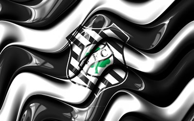 logotipo 3d del figueirense fc, 4k, ondas 3d en blanco y negro, serie c brasileña, fútbol americano, bandera del figueirense fc, creativo, logotipo del figueirense fc, figueirense fc, club de fútbol brasileño, fútbol, fc figueirense