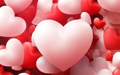 3d kalp Sevgililer Günü, renkli, kalp pembe