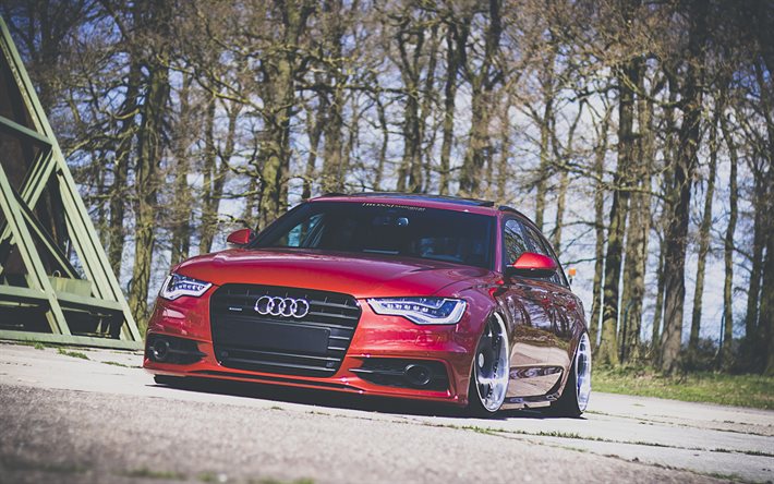 ayarlama, 2015, Audi A6 Avant, arabalar, ifade, kırmızı Audi
