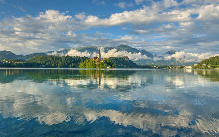Varsayım yaz, Kilise, Lake Bled, Slovenya