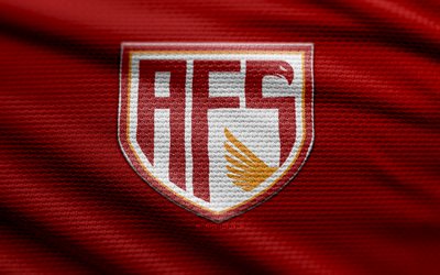 avs fc fabric logo, 4k, hintergrund roter stoff, primeeira liga, bokeh, fußball, avs fc logo, liga portugal, avs fc emblem, avs fc, portugiesischer fußballverein, avs futebol traurig