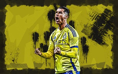 4k, cristiano ronaldo, sarı grunge arka plan, suudi pro ligi, al nassr fc, futbol yıldızları, cr7, cristiano ronaldo al nassr, futbol, al nass fc, riyad, cr7 al nassr, cristiano ronaldo 4k