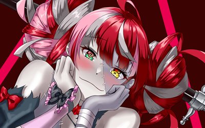 Kureiji Ollie, 4k, sad girl, Virtual YouTuber, VTuber, portrait, zombie, heterochromia, Hololive, manga, Kureiji Ollie channel