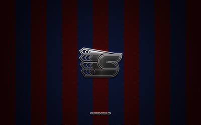 Spokane Chiefs logo, American hockey team, Western Hockey League, blue red carbon background, WHL, Spokane Chiefs emblem, hockey, Spokane Chiefs, USA
