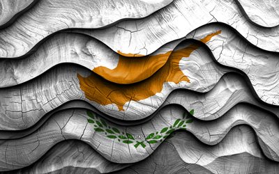 4k, 키프로스 깃발, 유럽 ​​국가, 나무 3d 파도 깃발, 키프로스의 날, 키프로스의 깃발, 키프로스 나무 깃발, 유럽, 키프로스 국가 상징, 키프로스
